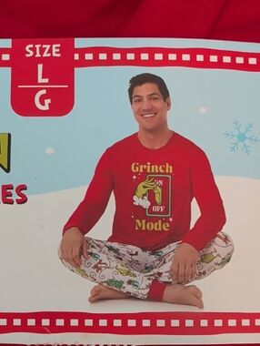 The Grinch Holiday PJ Set for Men - Red & Lime Green Size Large (42-44)